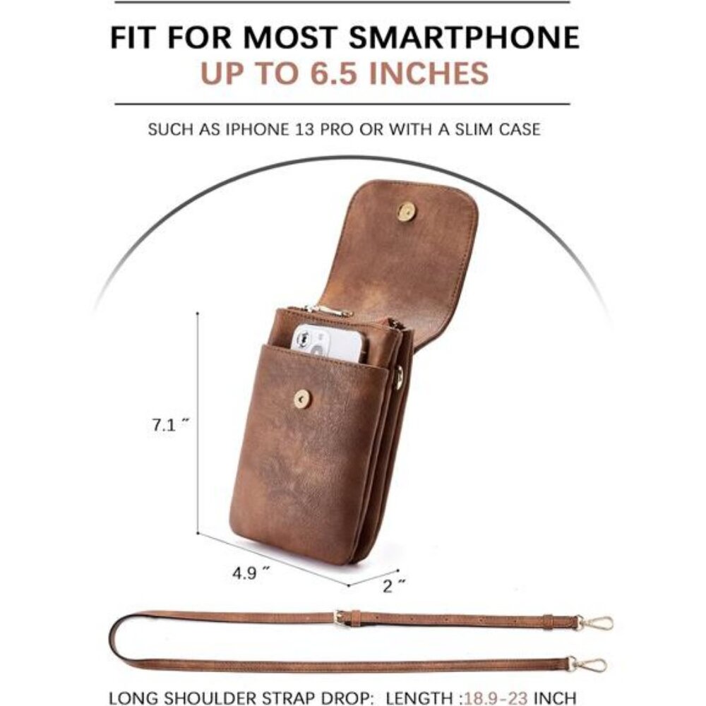 Vegan Leather Small Crossbody Bags for Women Designer Cell Phone Bag - Picture 5 of 7